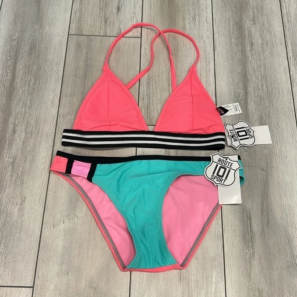 Route 101 Sport 3 piece bikini swim suit set size small